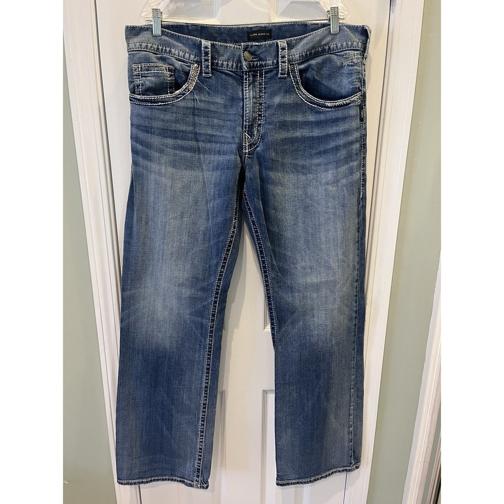 Silver Jeans Co. Zac Relaxed Fit Straight Leg Jeans Men's 38x34 Stretch Fit